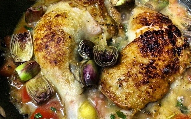 OakMonster - Food - Braised Chicken with Baby Purple Artichoke